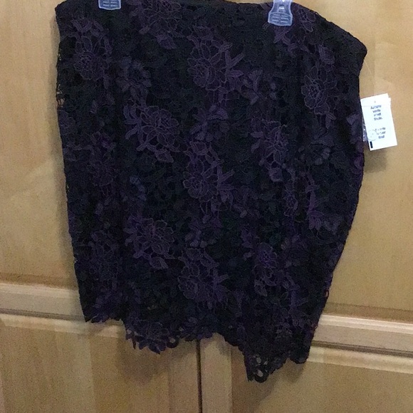 New With Tags Black and Purple Crochet Lace Top and Skirt Set - Picture 2 of 3